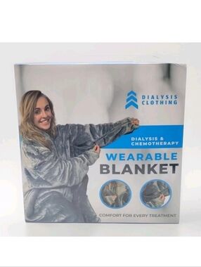 Wearable Blanket Dialysis/ Chemotherapy Zipper Access To Arm/ Chest W/ Pockets